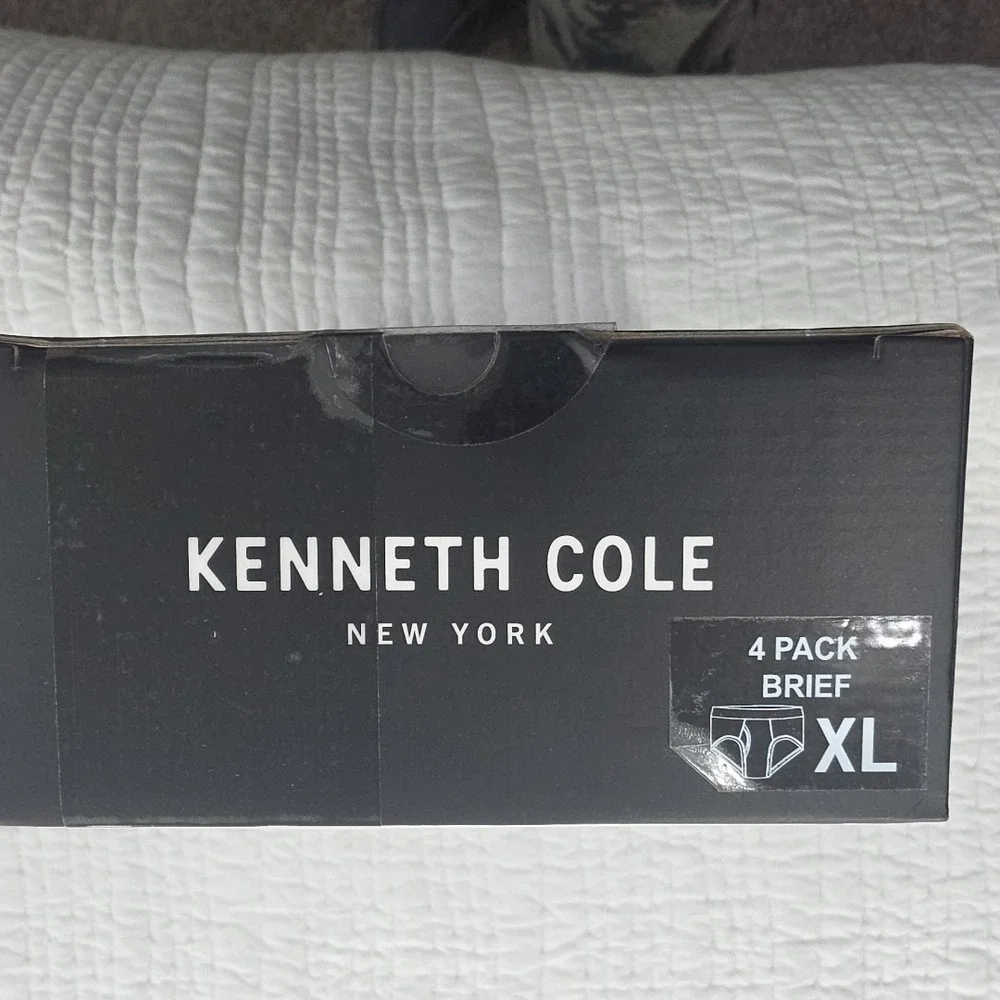 Kenneth Cole 4 Pack Briefs Men's X-Large NIB Black 100% Cotton Tag Free Soft NEW
